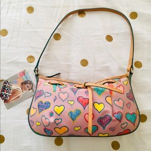 Dooney & Bourke Scribble Hearts 💕 ZIP Top Bag